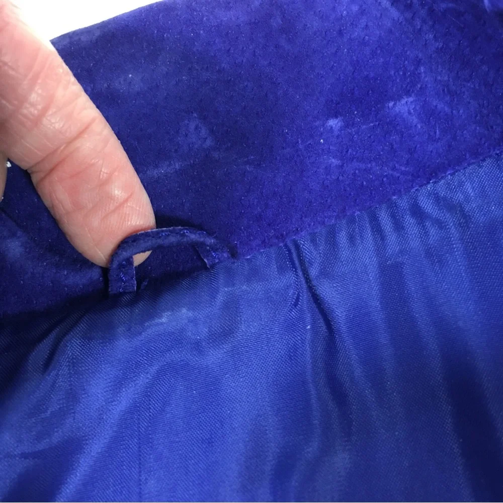 Winlit‎ Suede Leather Blazer Womens Size Medium Purple Double Breasted Vintage